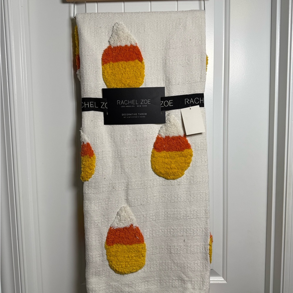 Rachel Zoe Blanket - White with Orange and Yellow Design